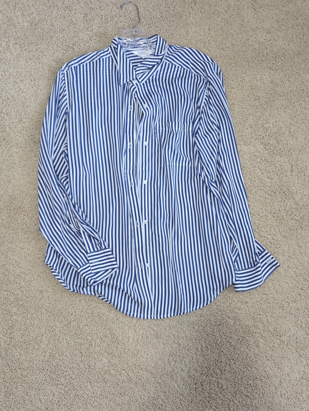 Market & Spruce Blue and White Vertical Stripe Dress Shirt